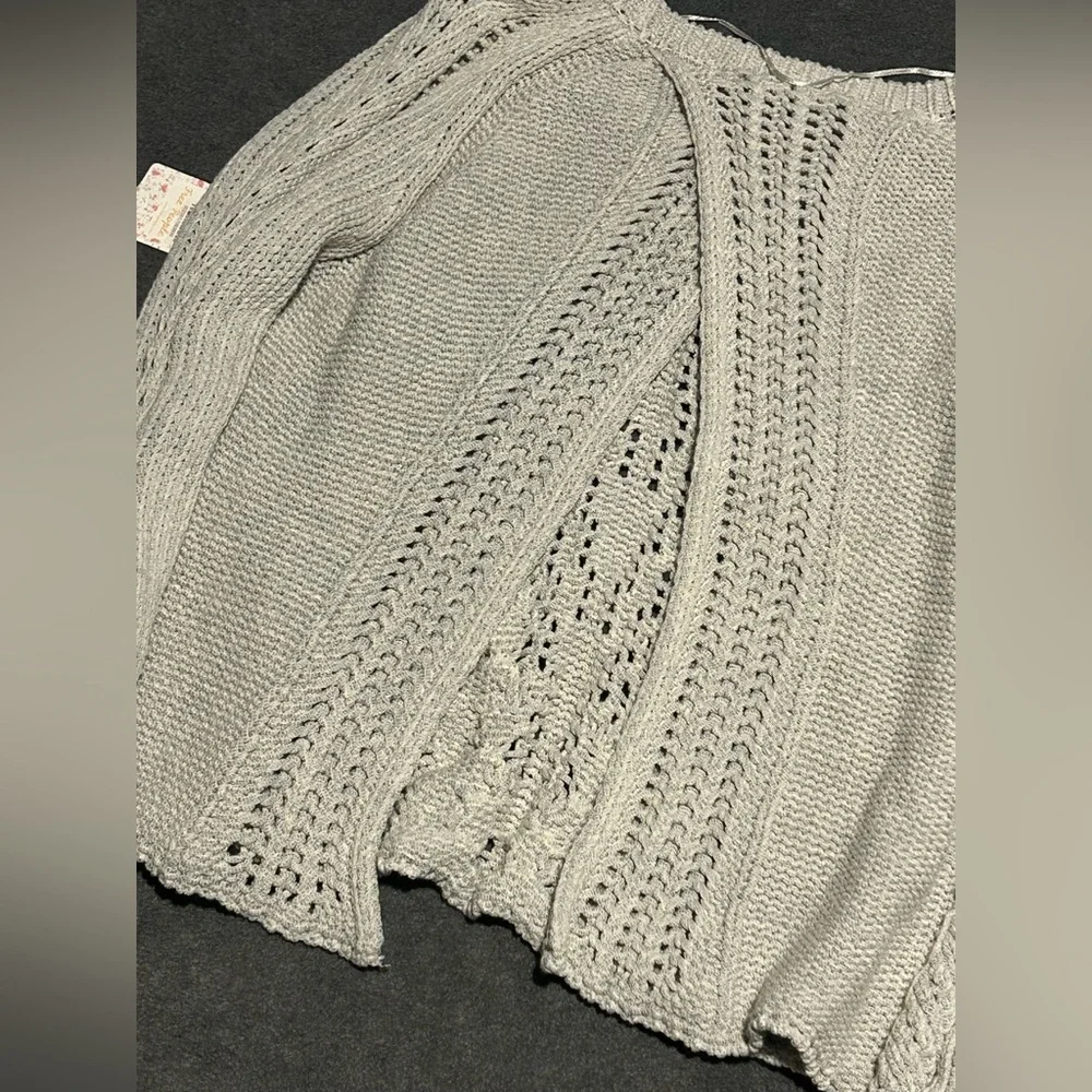 NWT Free People Cable Knit Open Back Chunky Sweater in Ivory Comb - L